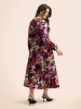 Floral V Neck Lantern Sleeve Dress sold by Bloomchic
