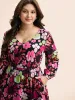 Floral V Neck Lantern Sleeve Dress sold by Bloomchic