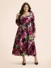 Floral V Neck Lantern Sleeve Dress sold by Bloomchic