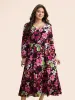 Floral V Neck Lantern Sleeve Dress sold by Bloomchic
