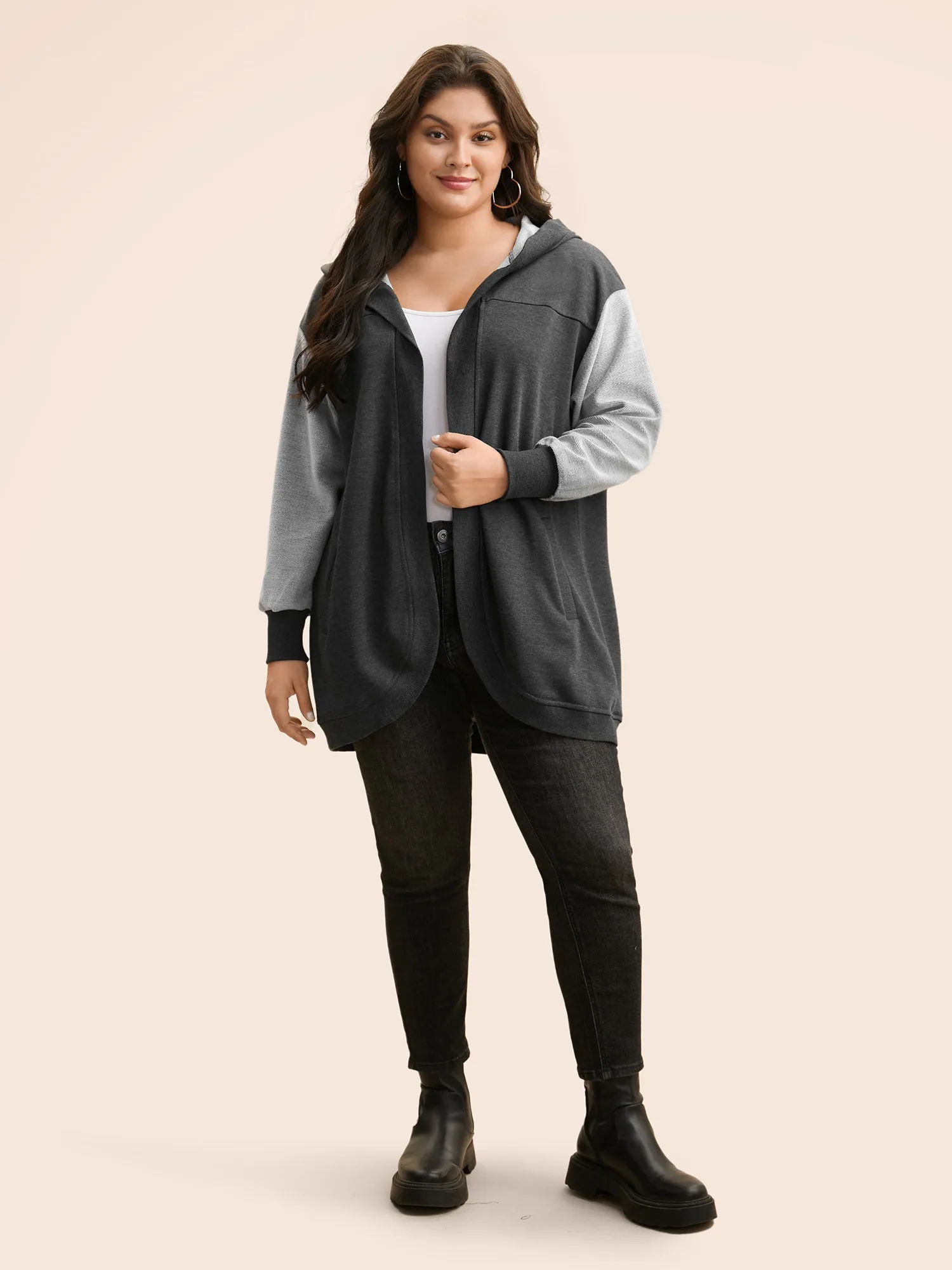 Patchwork Contrast Hooded Jacket sold by Bloomchic product image thumbnail 2