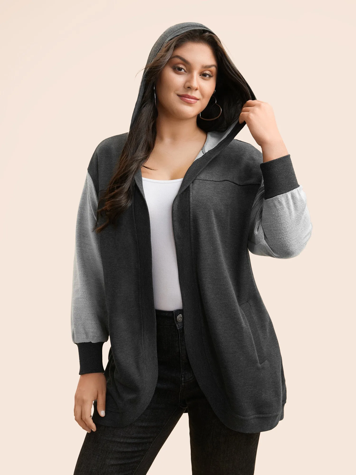Patchwork Contrast Hooded Jacket sold by Bloomchic product image thumbnail 4