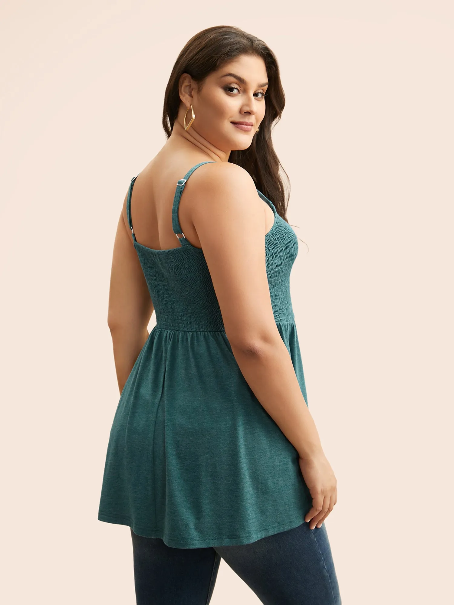 Solid Shirred Frill Trim Cami Top sold by Bloomchic product image thumbnail 4