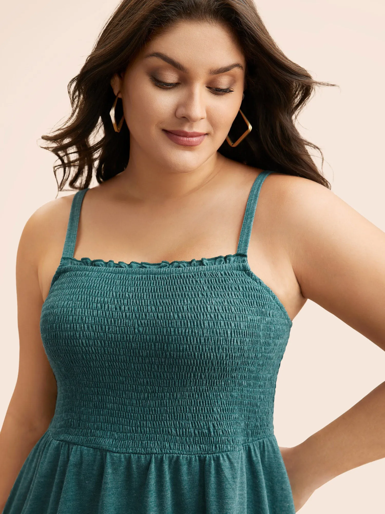 Solid Shirred Frill Trim Cami Top sold by Bloomchic product image thumbnail 3