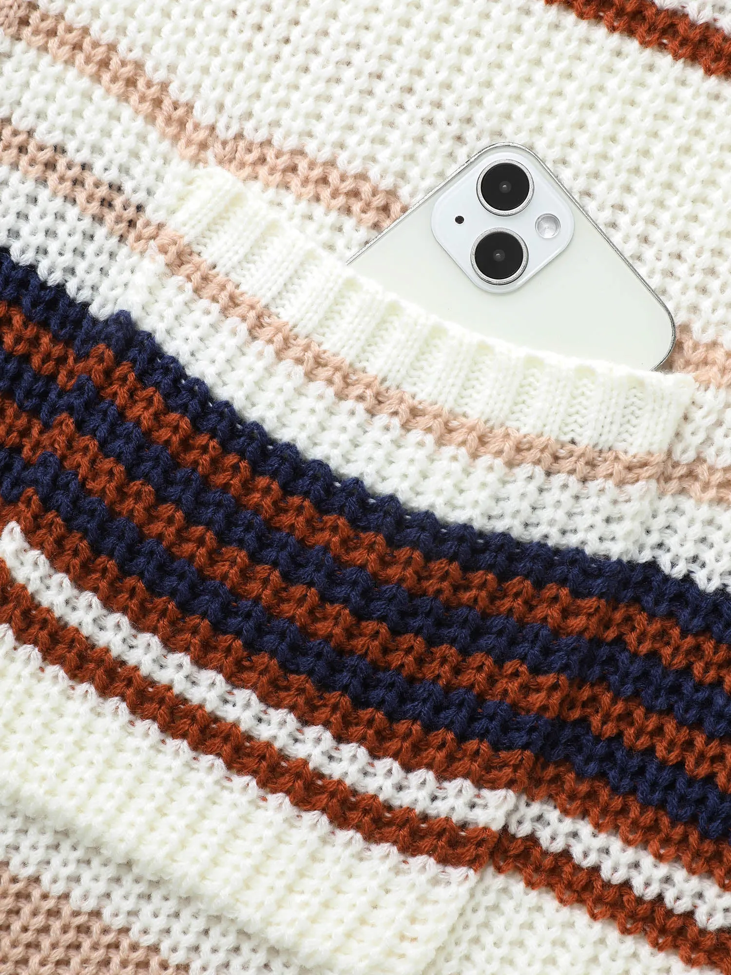 Contrast Striped Pocket Drop Shoulder Cardigan sold by Bloomchic product image thumbnail 5