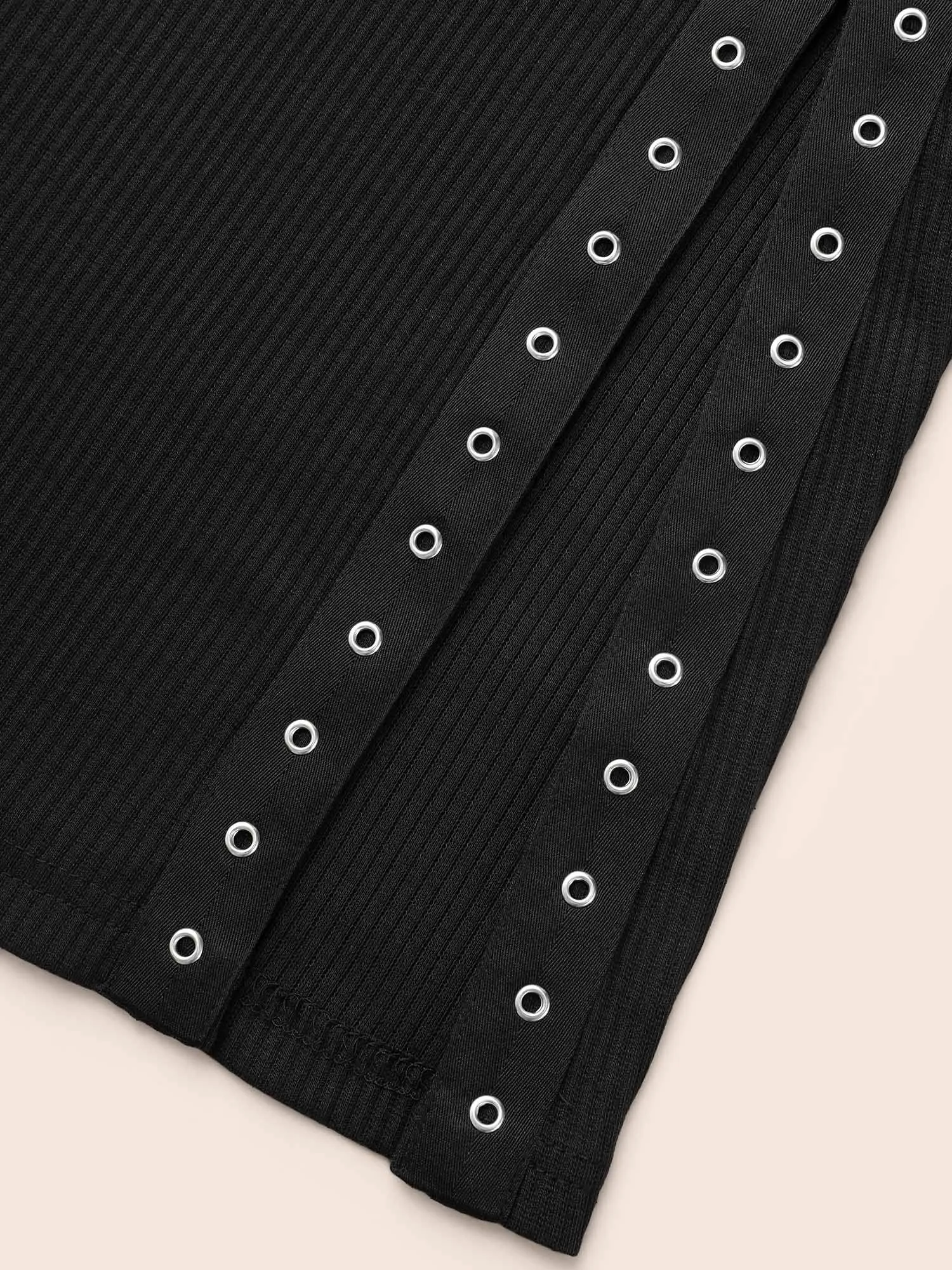 Crew Neck Eyelet Split Hem Dress sold by Bloomchic product image thumbnail 5