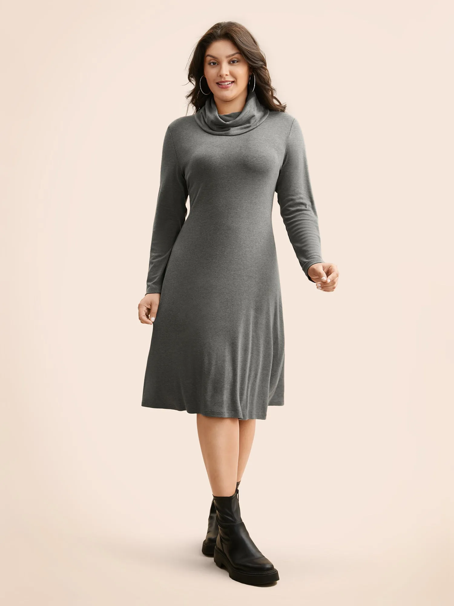 Solid Turtleneck High Stretch Dress sold by Bloomchic product image thumbnail 2