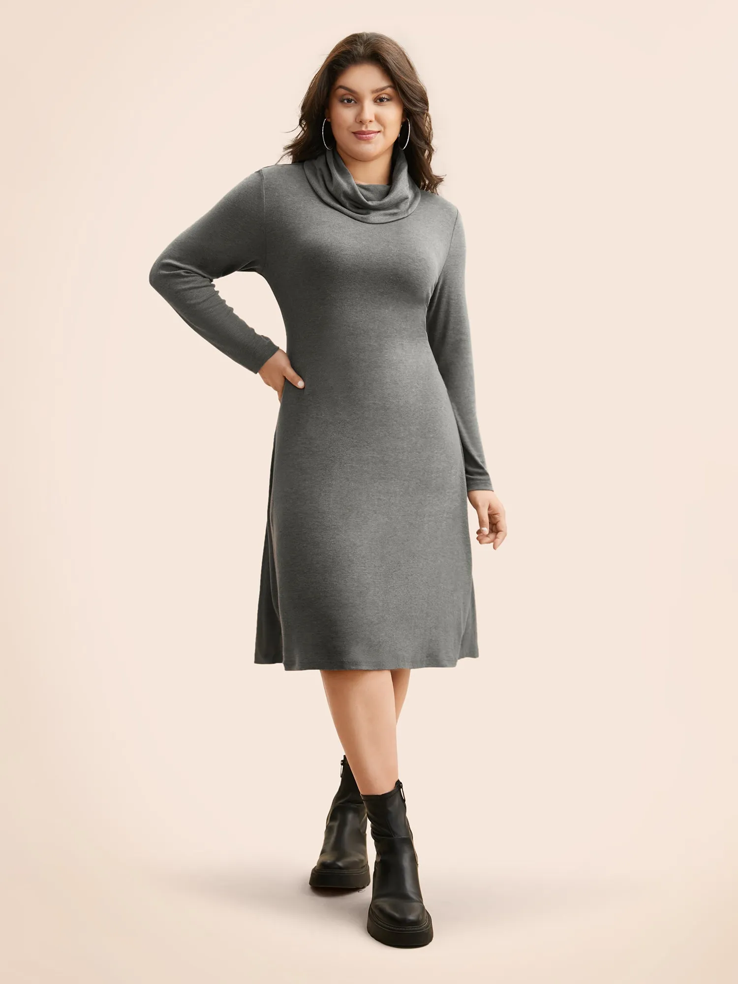 Solid Turtleneck High Stretch Dress sold by Bloomchic