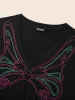 Butterfly Embroidered V Neck Midi Dress sold by Bloomchic