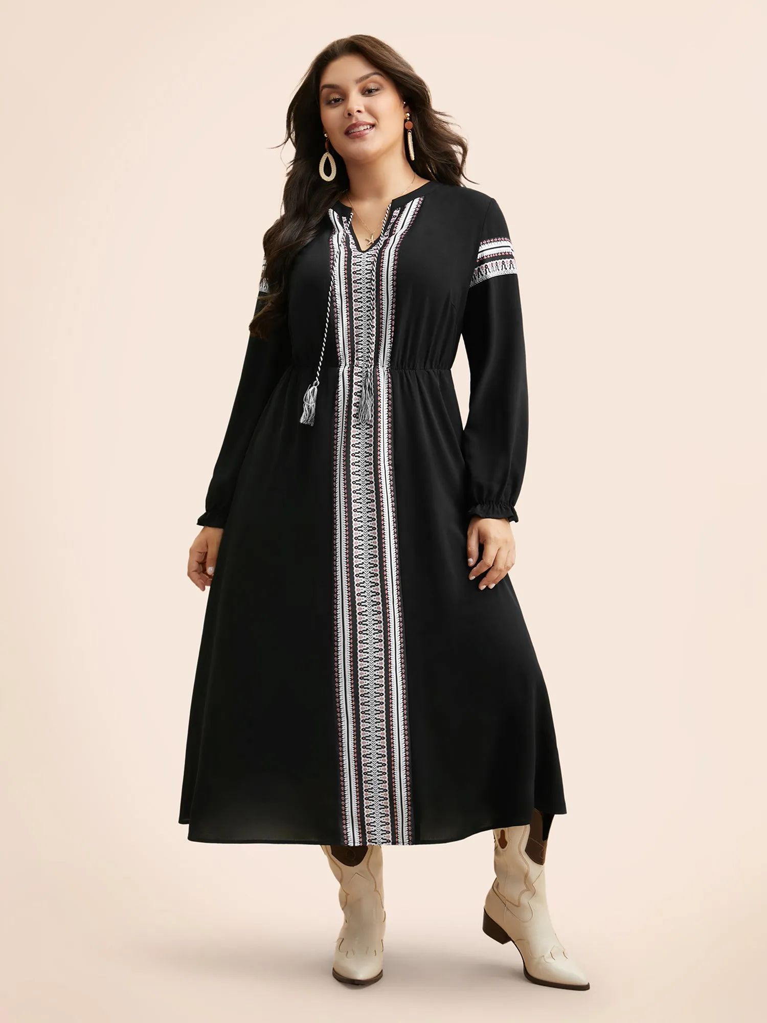 Bandana Tie Knot Lantern Sleeve Dress sold by Bloomchic product image thumbnail 2