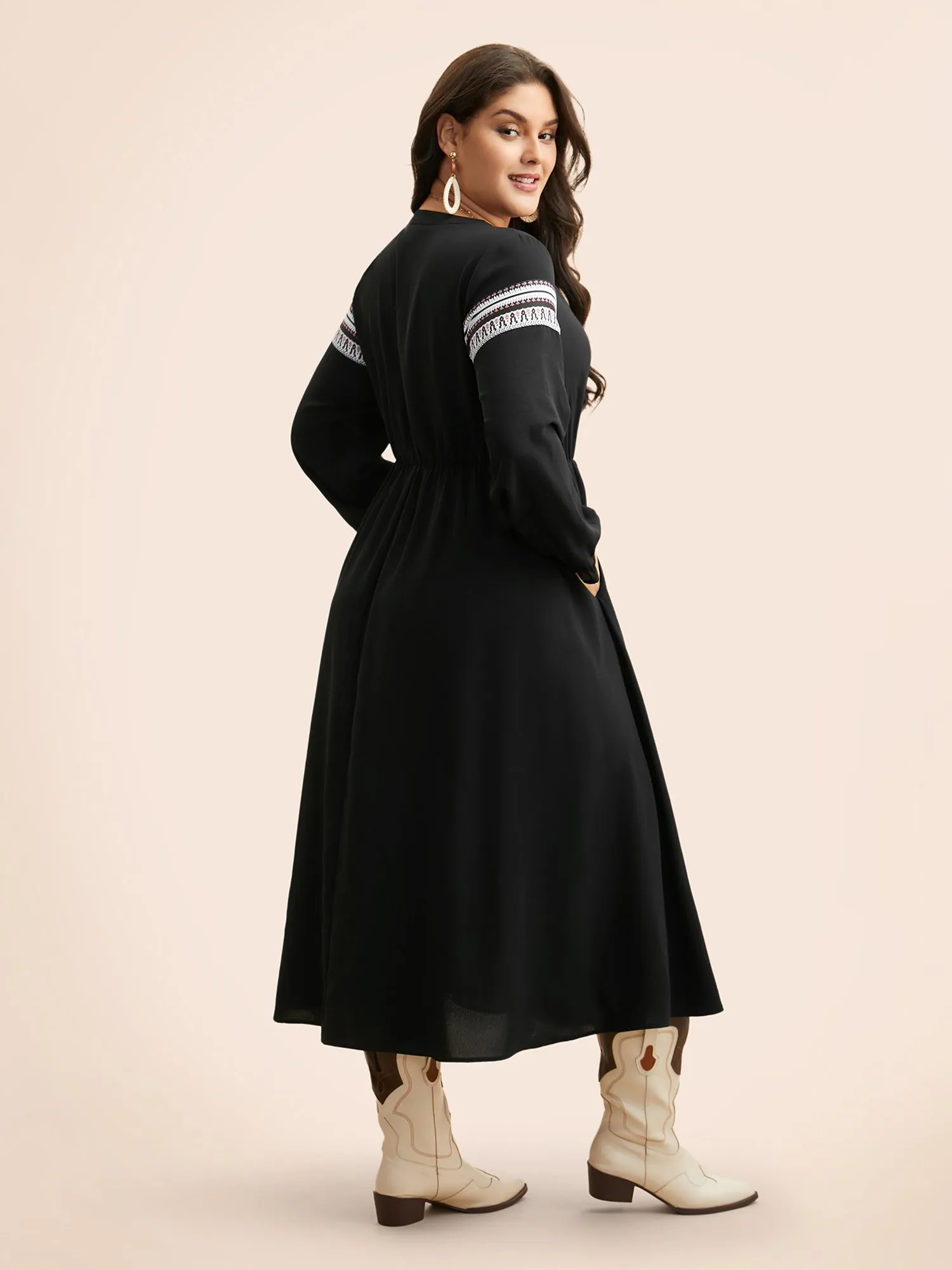 Bandana Tie Knot Lantern Sleeve Dress sold by Bloomchic product image thumbnail 3