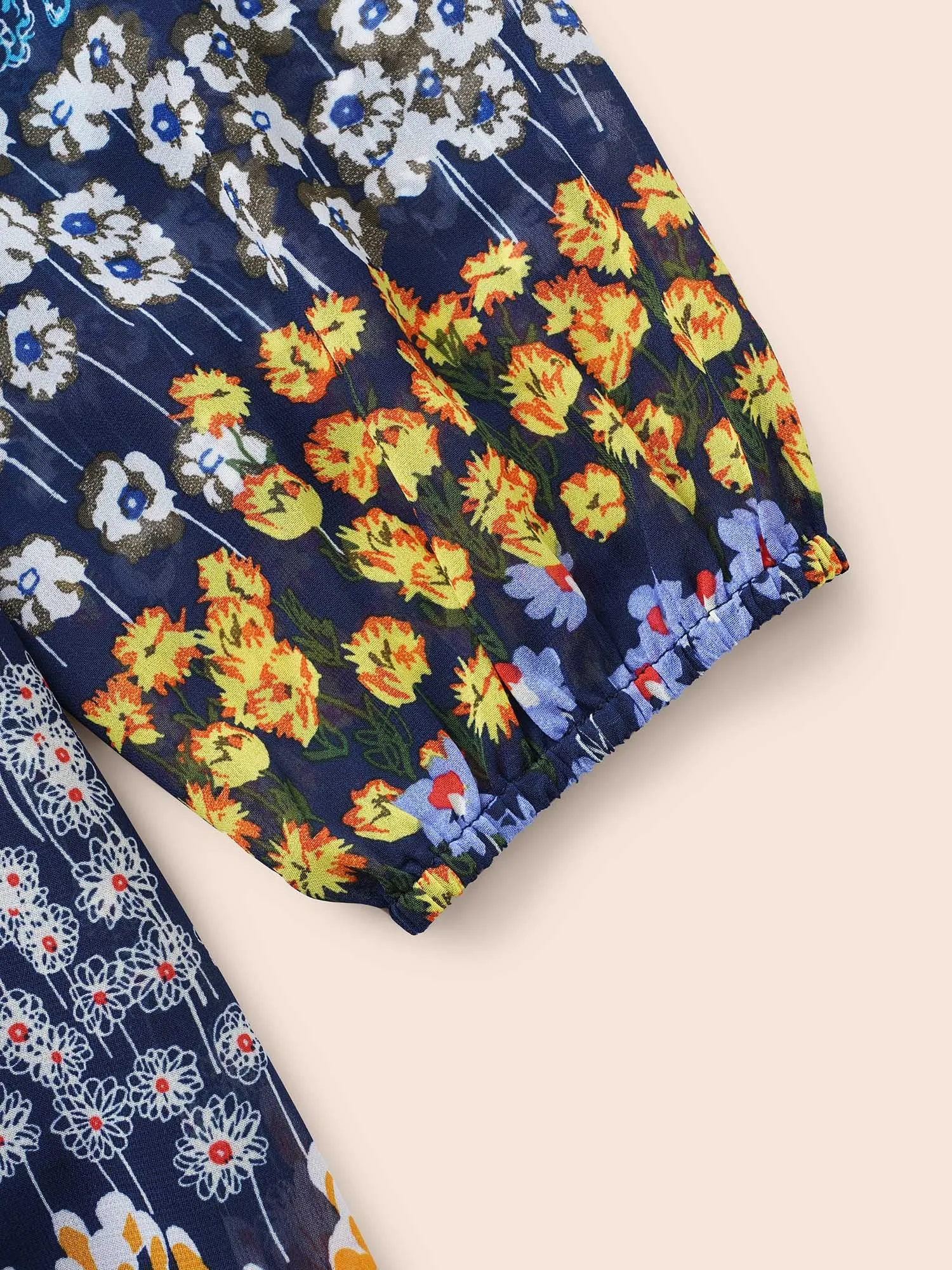 Chiffon Ditsy Floral Lantern Sleeve Dress sold by Bloomchic product image thumbnail 5