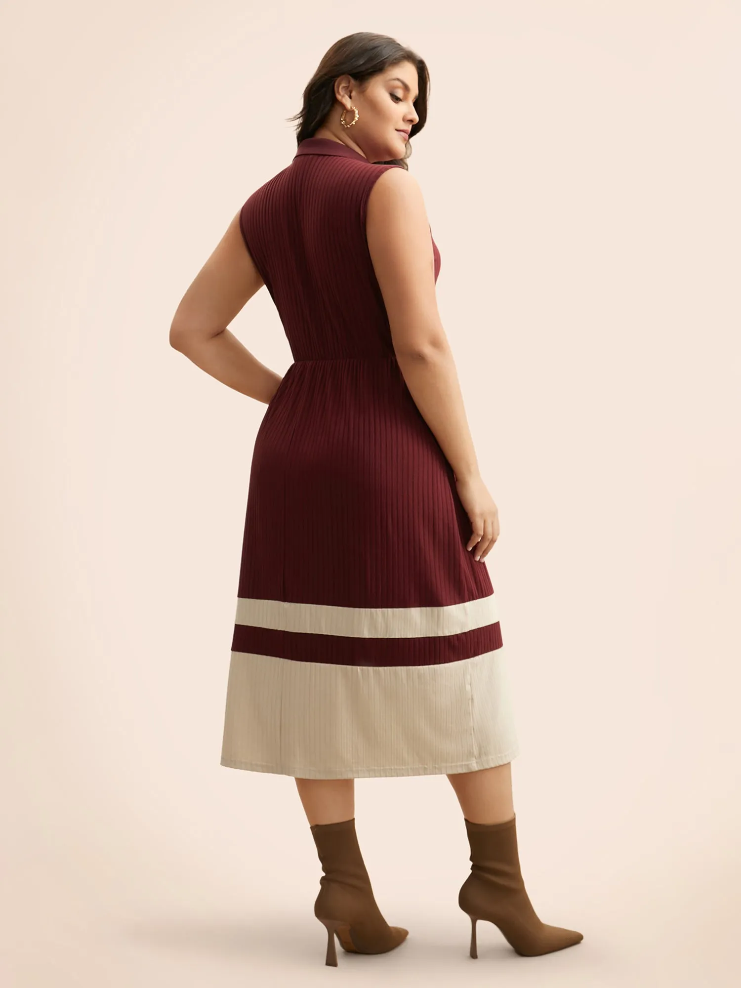 Contrast Patchwork Button Up Dress sold by Bloomchic product image thumbnail 5