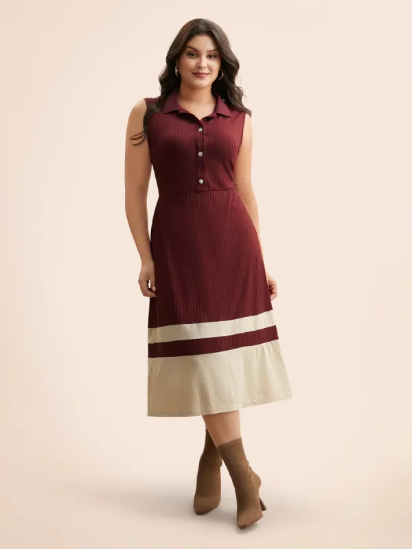 Contrast Patchwork Button Up Dress sold by Bloomchic