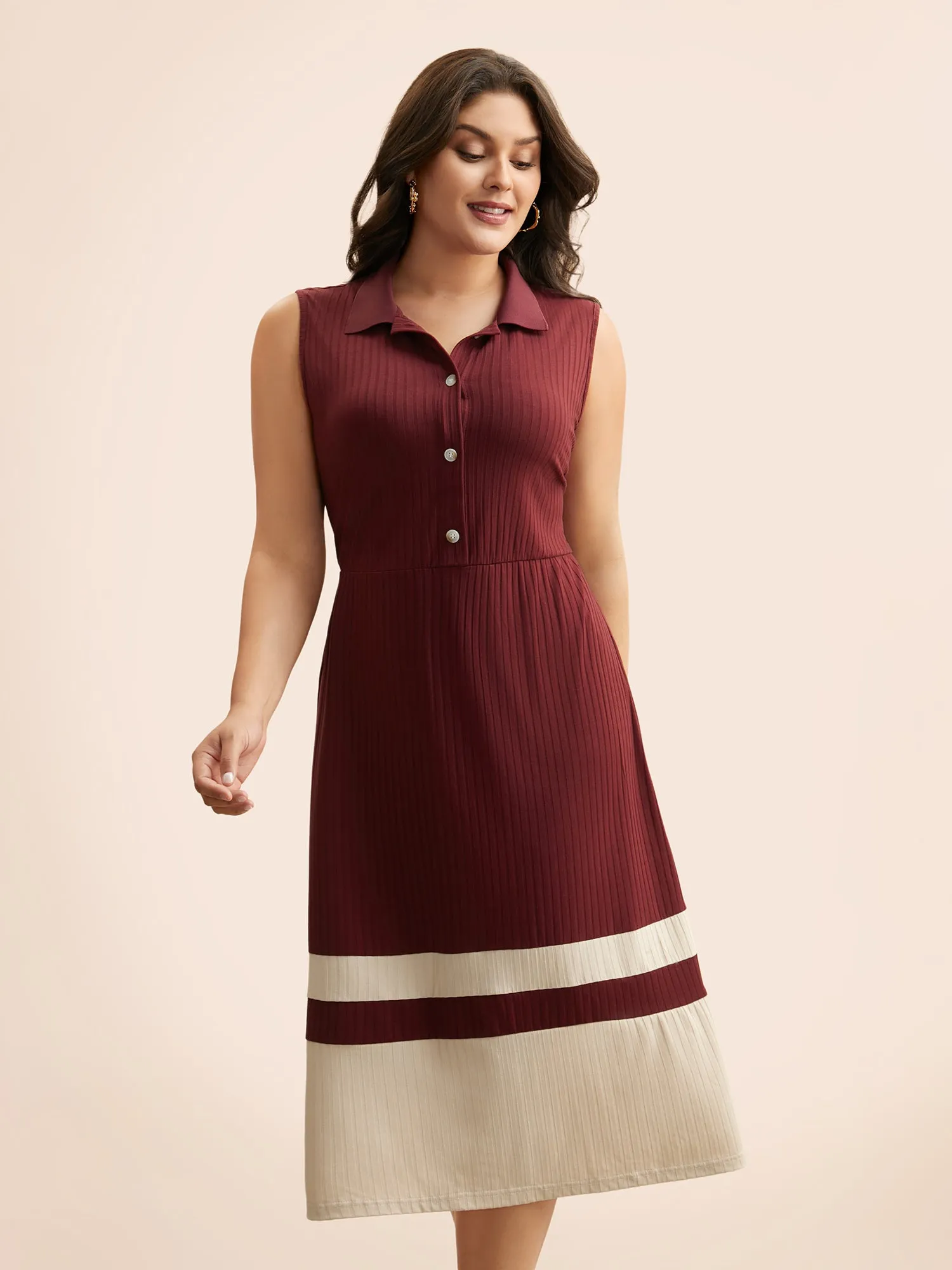 Contrast Patchwork Button Up Dress sold by Bloomchic product image thumbnail 2