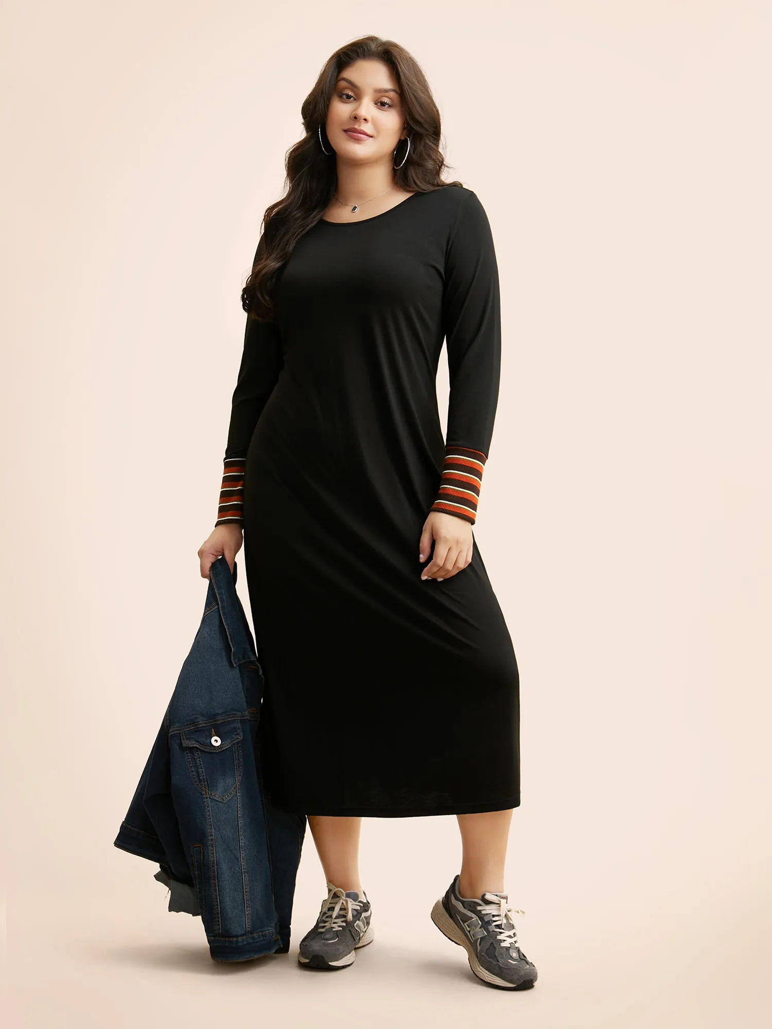 Crew Neck Striped Patchwork Dress sold by Bloomchic product image thumbnail 3