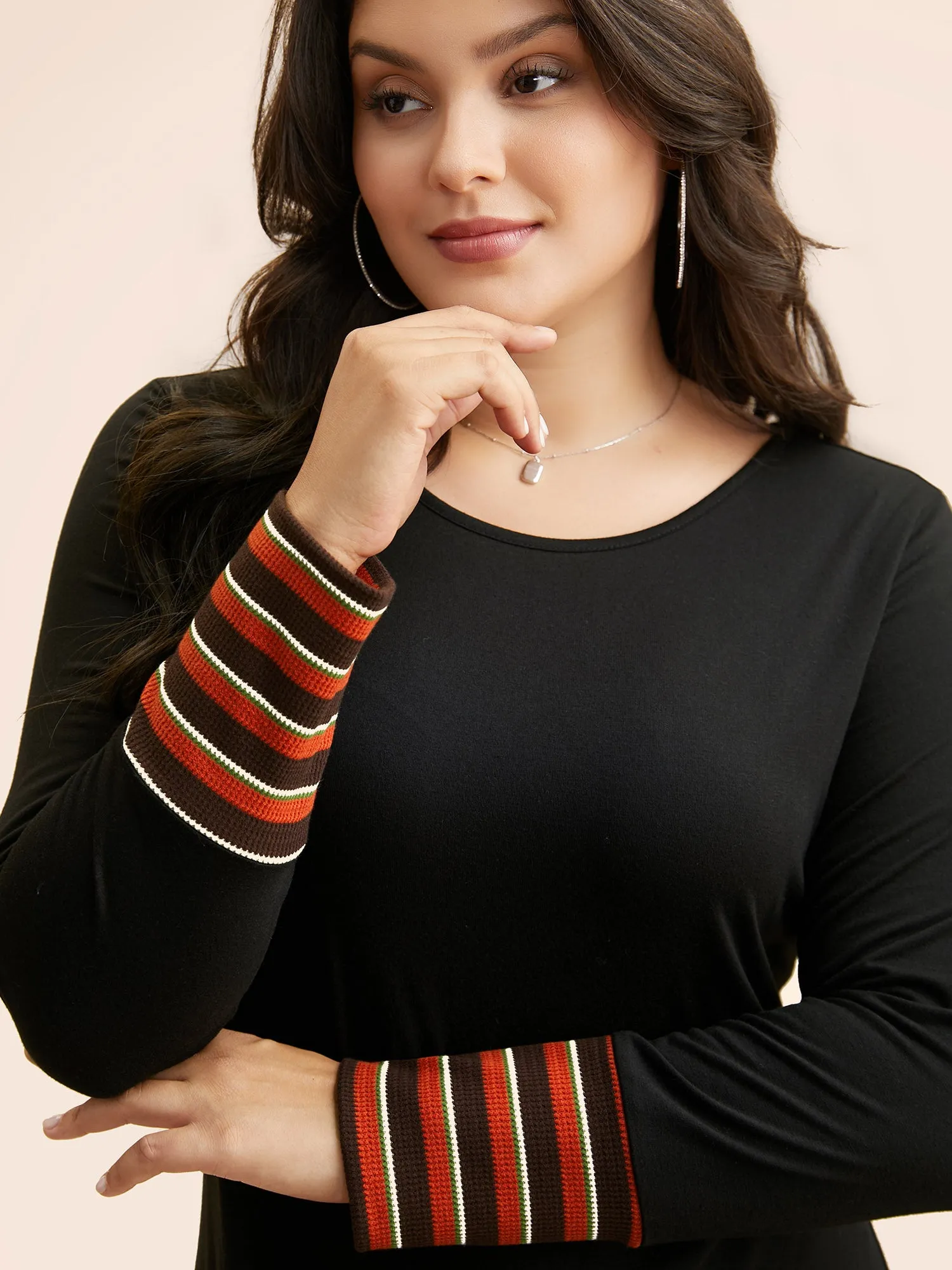 Crew Neck Striped Patchwork Dress sold by Bloomchic product image thumbnail 2