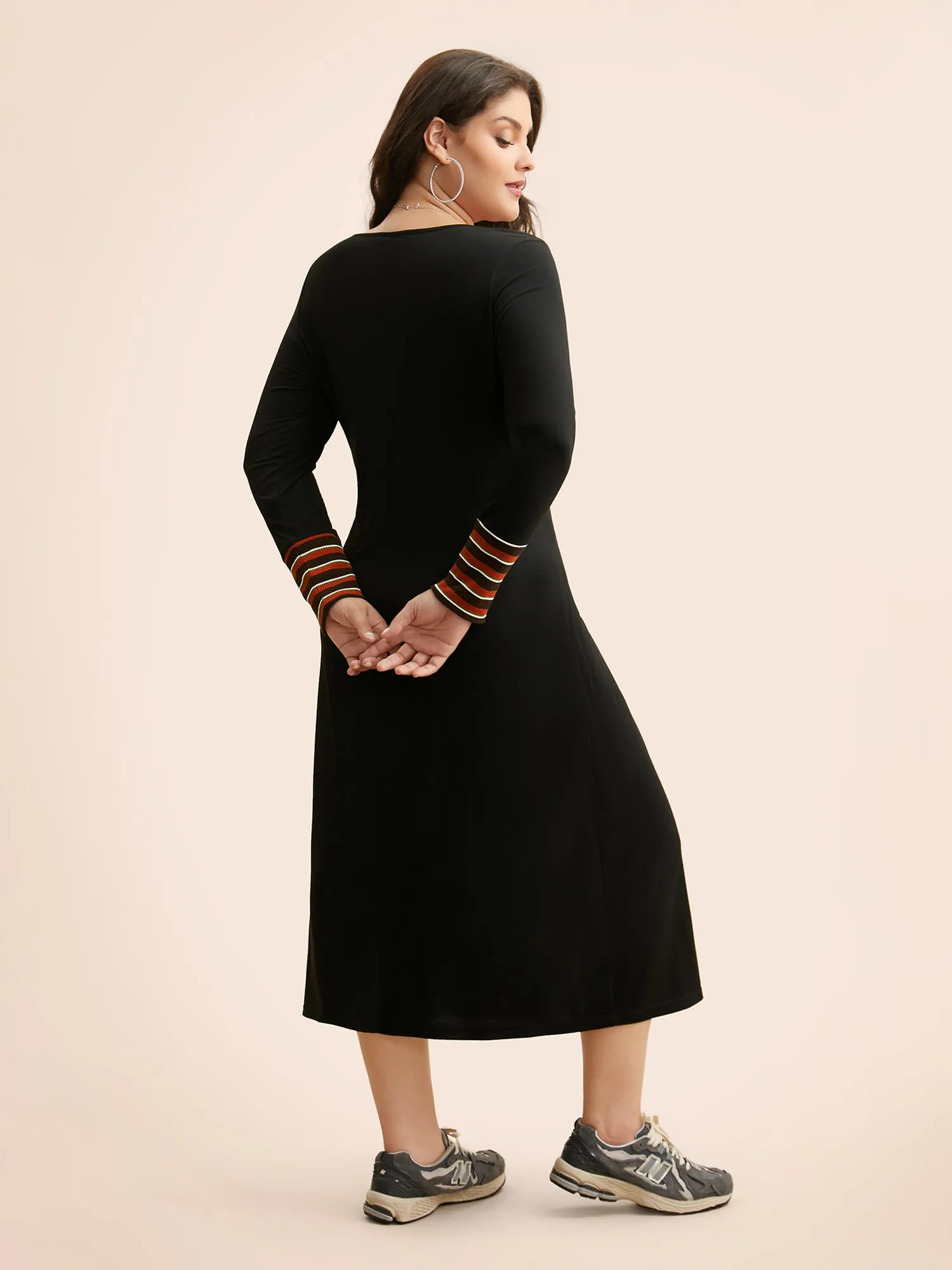 Crew Neck Striped Patchwork Dress sold by Bloomchic product image thumbnail 4