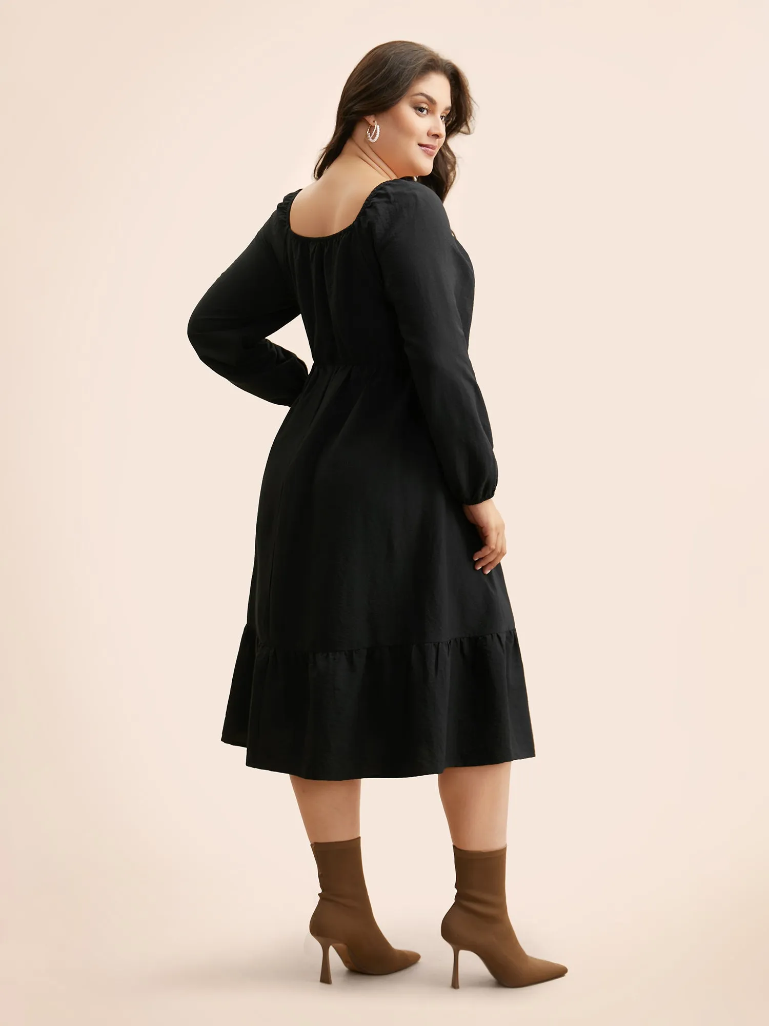 Colored Striped Shirred Frill Trim Dress sold by Bloomchic product image thumbnail 3