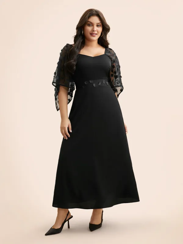 Stereo Flower Design Mesh Shirred Dress sold by Bloomchic