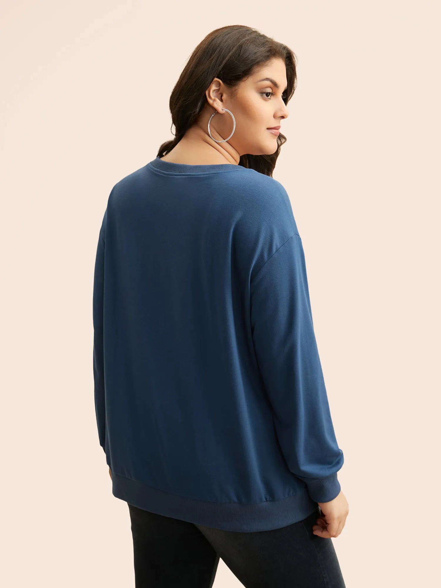 Floral Print Drop Shoulder Sleeve Sweatshirt sold by Bloomchic product image thumbnail 4