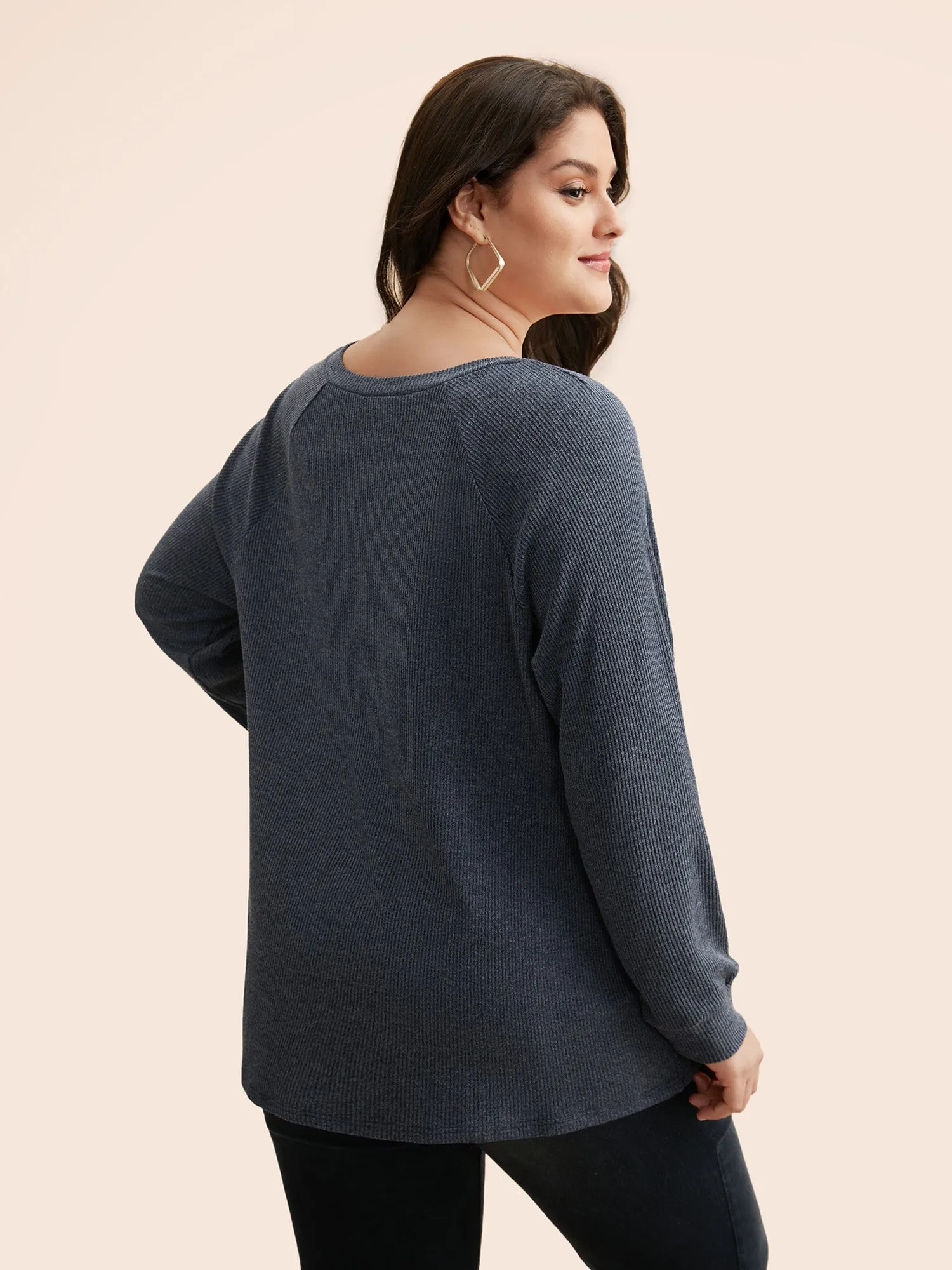 Plain Textured Raglan Sleeve T-shirt sold by Bloomchic product image thumbnail 2