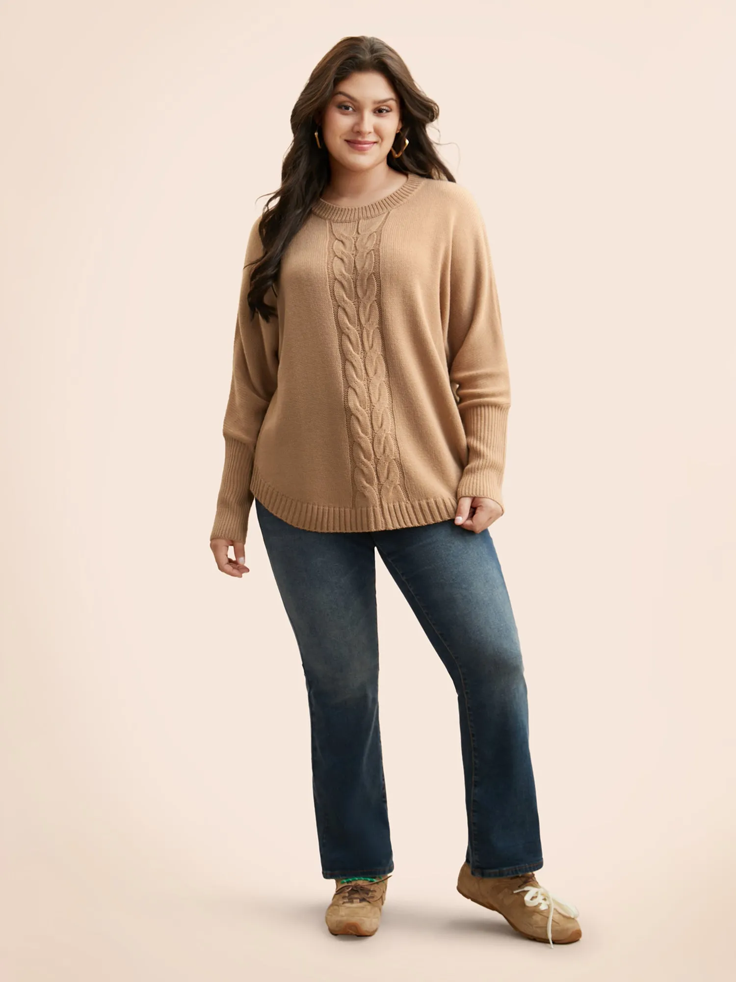 Plain Dolman Sleeve Arc Hem Pullover sold by Bloomchic product image thumbnail 3