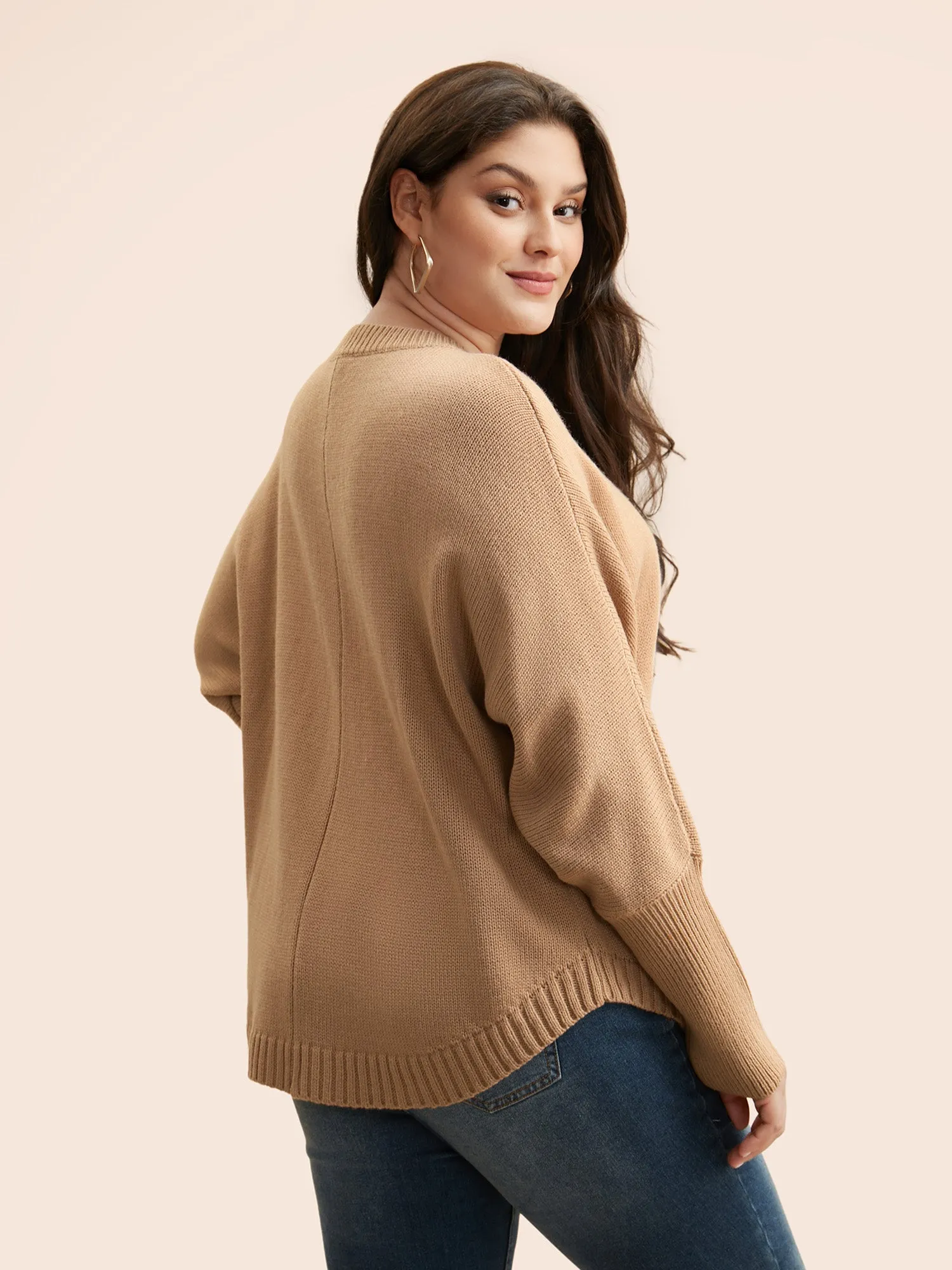 Plain Dolman Sleeve Arc Hem Pullover sold by Bloomchic product image thumbnail 2