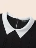 Peter Pan Collar Patchwork Contrast Blouse sold by Bloomchic