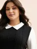 Peter Pan Collar Patchwork Contrast Blouse sold by Bloomchic