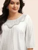Crew Neck Floral Embroidered Gathered Blouse sold by Bloomchic