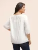 Crew Neck Floral Embroidered Gathered Blouse sold by Bloomchic