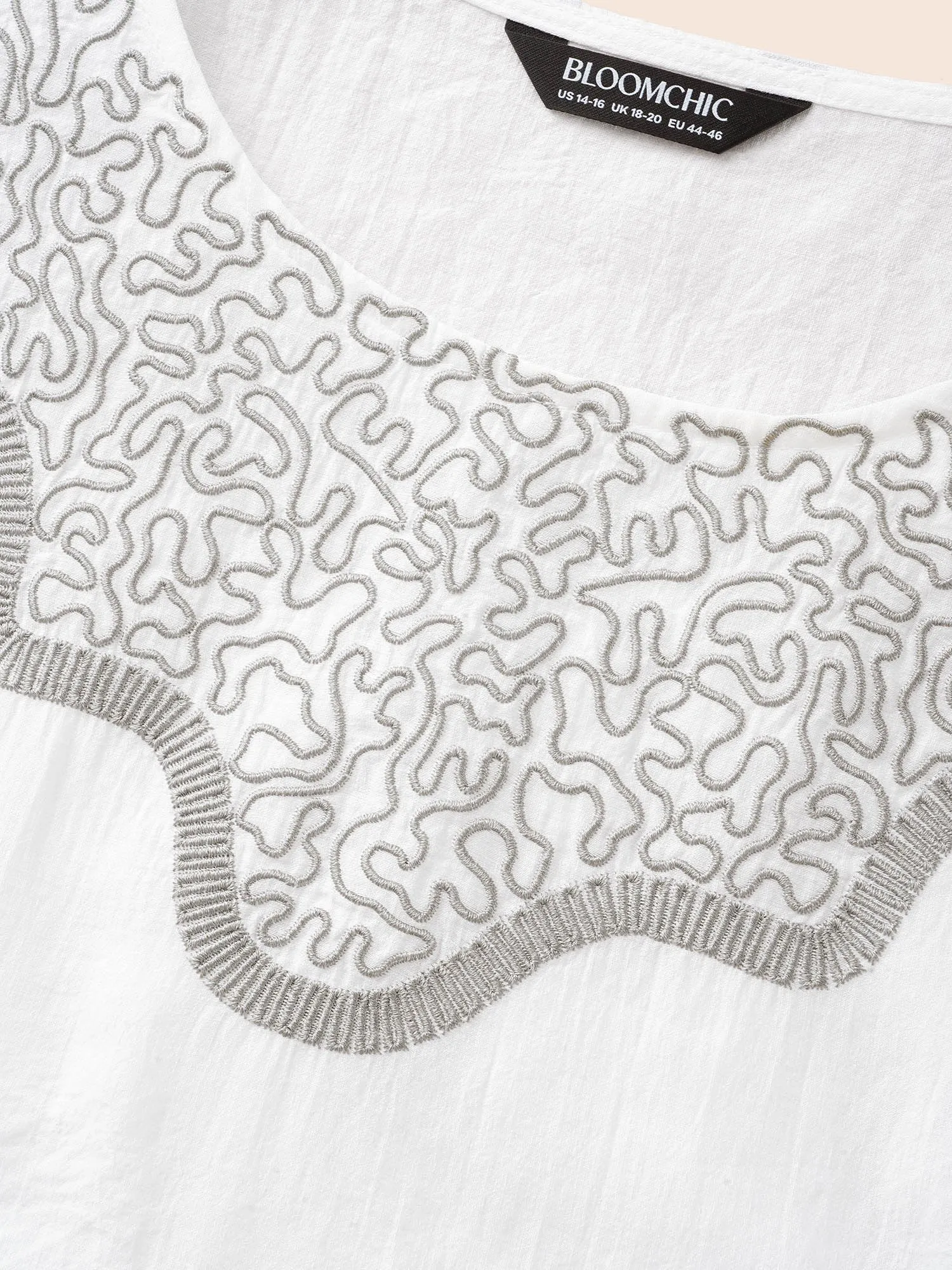 Crew Neck Floral Embroidered Gathered Blouse sold by Bloomchic product image thumbnail 5