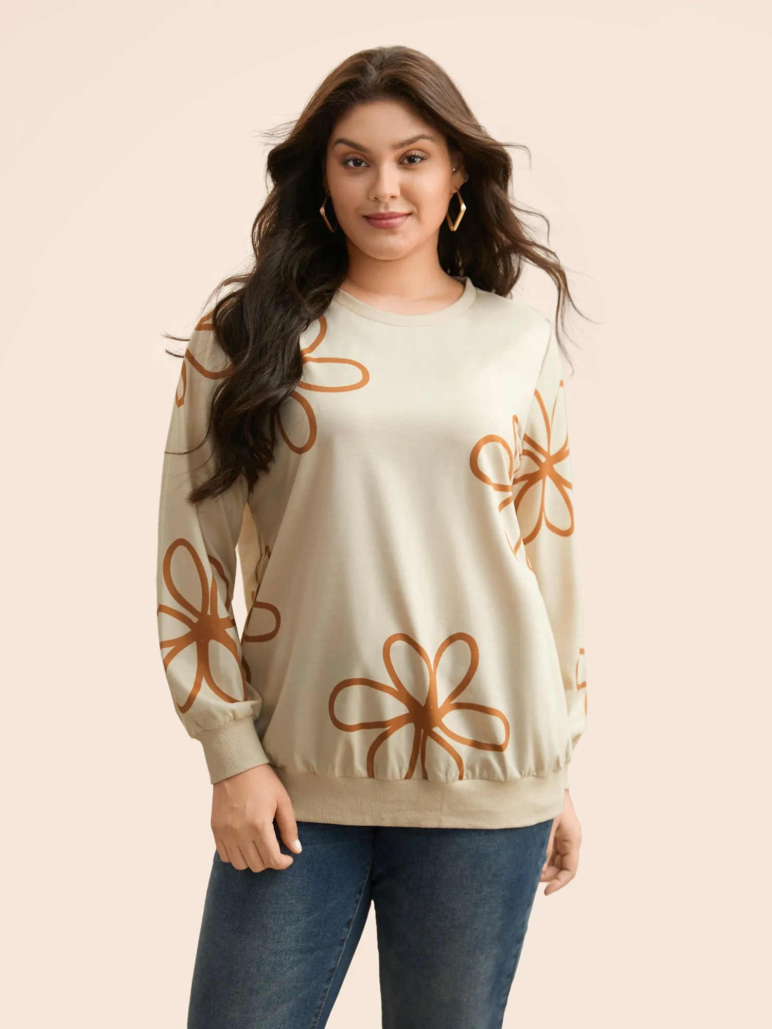 Floral Print Crew Neck Sweatshirt sold by Bloomchic
