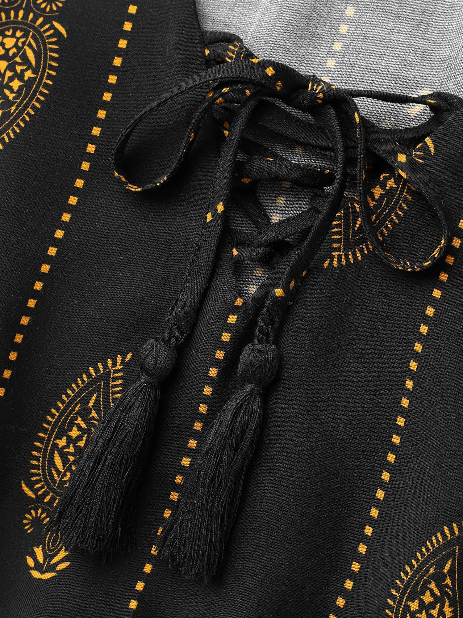 Boho Print Lace Up Bell Sleeve Blouse sold by Bloomchic product image thumbnail 5