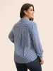 Striped Shirt Collar Shirred Blouse sold by Bloomchic