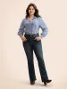 Striped Shirt Collar Shirred Blouse sold by Bloomchic