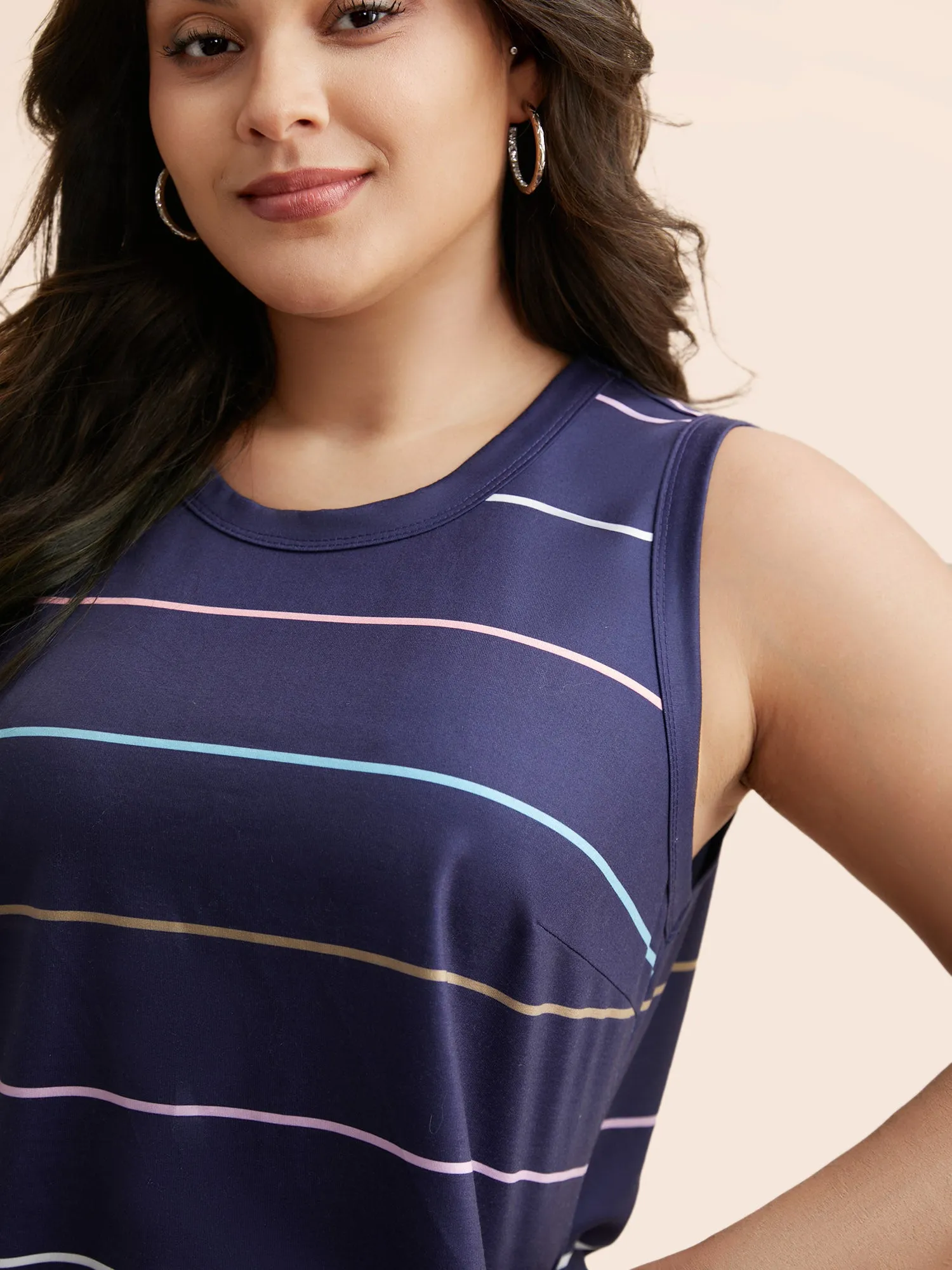 Round Neck Colored Striped Tank Top sold by Bloomchic product image thumbnail 3