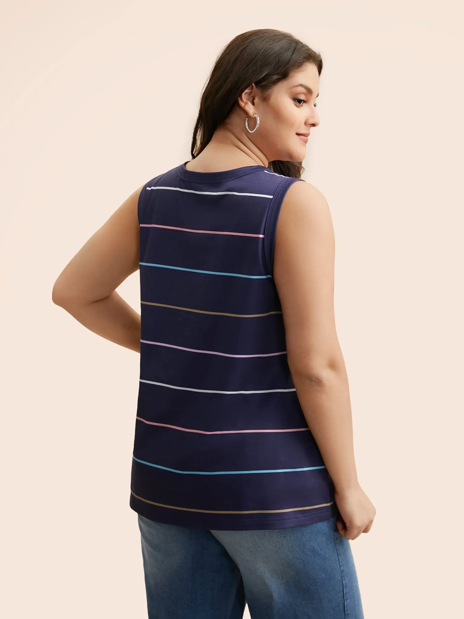Round Neck Colored Striped Tank Top sold by Bloomchic product image thumbnail 4