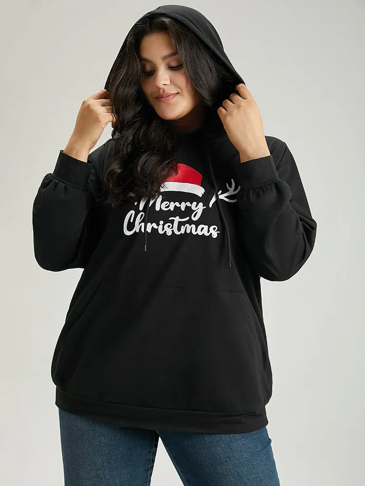 Christmas Letter Hooded Drawstring Pocket Sweatshirt sold by Bloomchic product image thumbnail 3