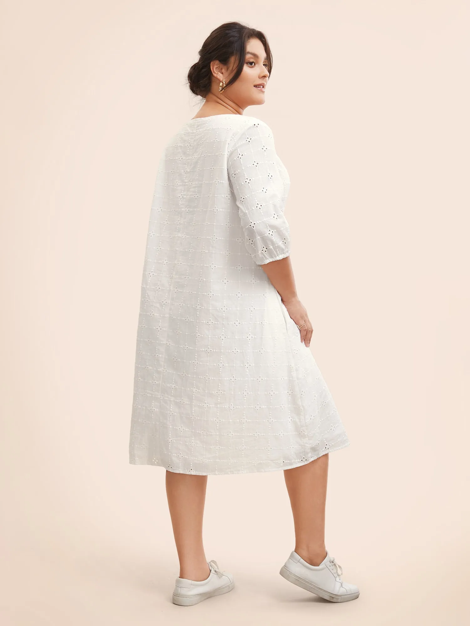 Solid Broderie Anglaise Tie Knot Dress sold by Bloomchic product image thumbnail 4