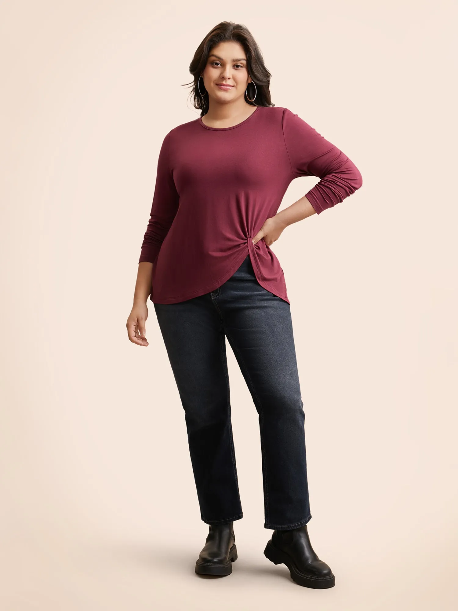 Supersoft Essentials Solid Twist Front T-shirt sold by Bloomchic product image thumbnail 3