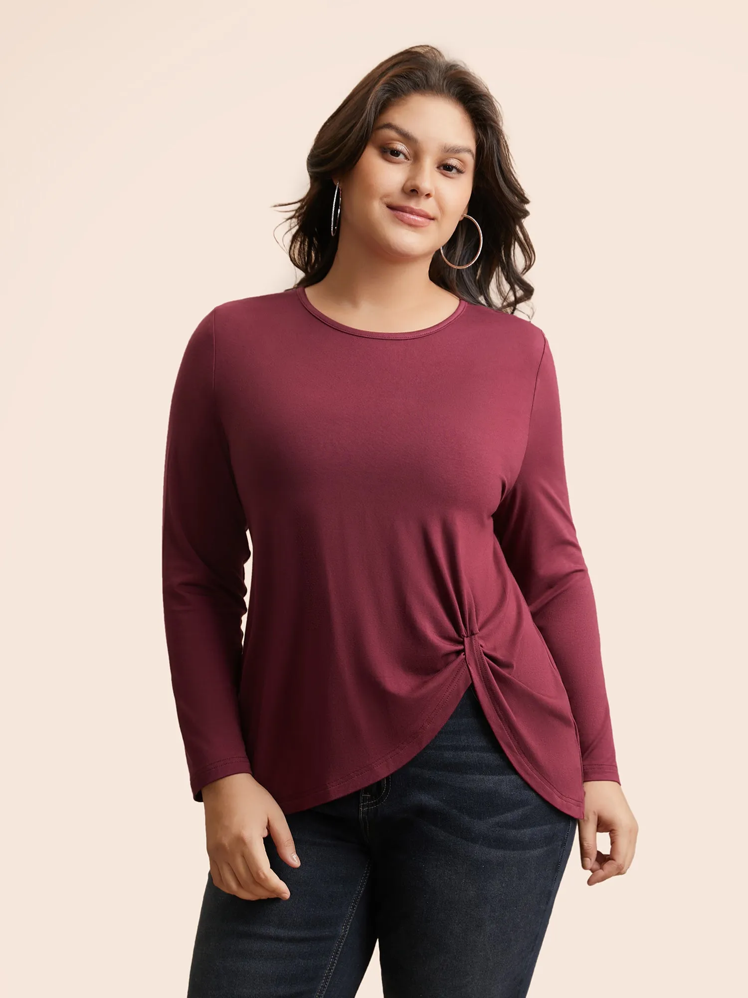 Supersoft Essentials Solid Twist Front T-shirt sold by Bloomchic