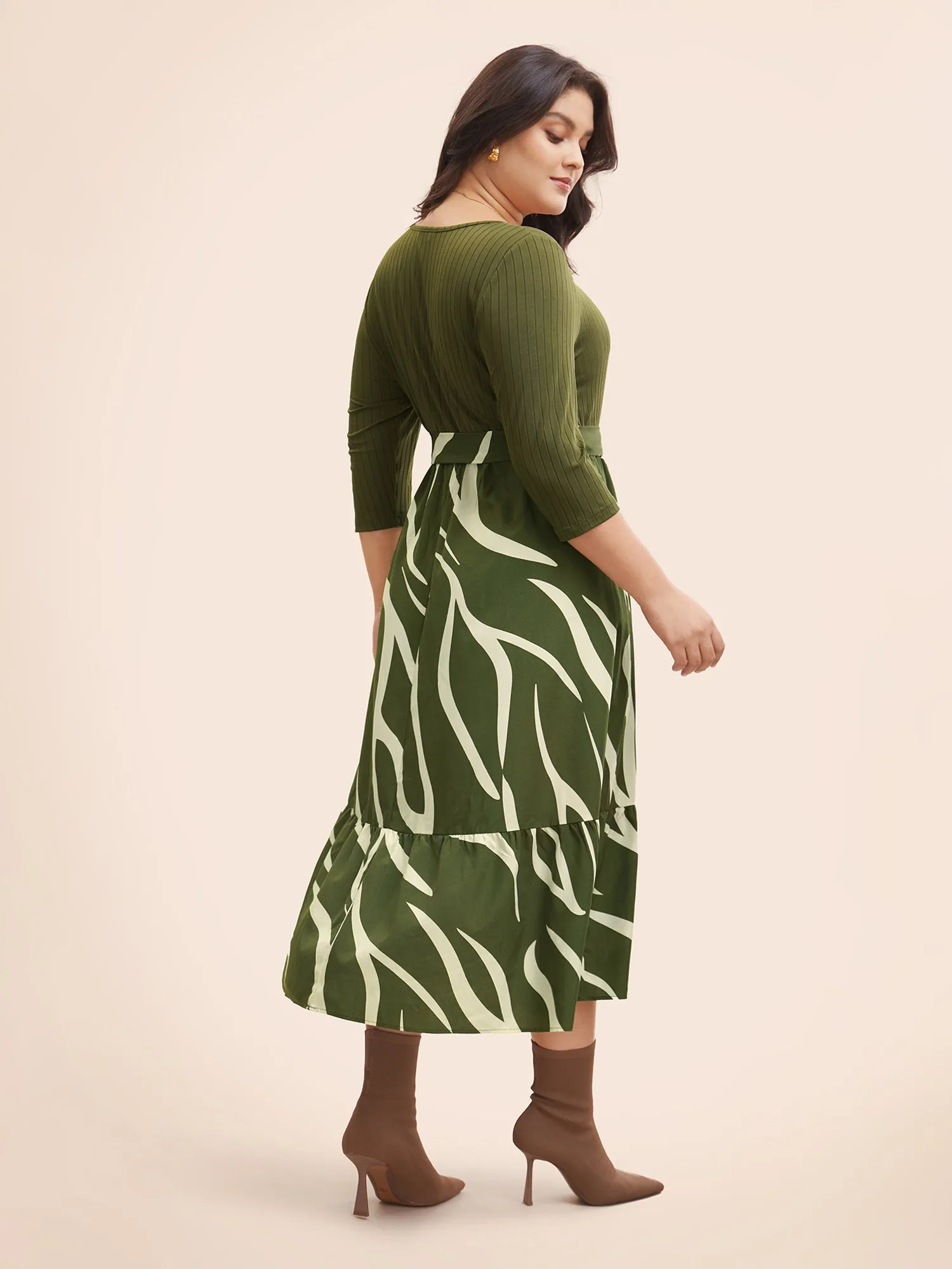 Geometric Texture Patchwork Belted Dress sold by Bloomchic product image thumbnail 3