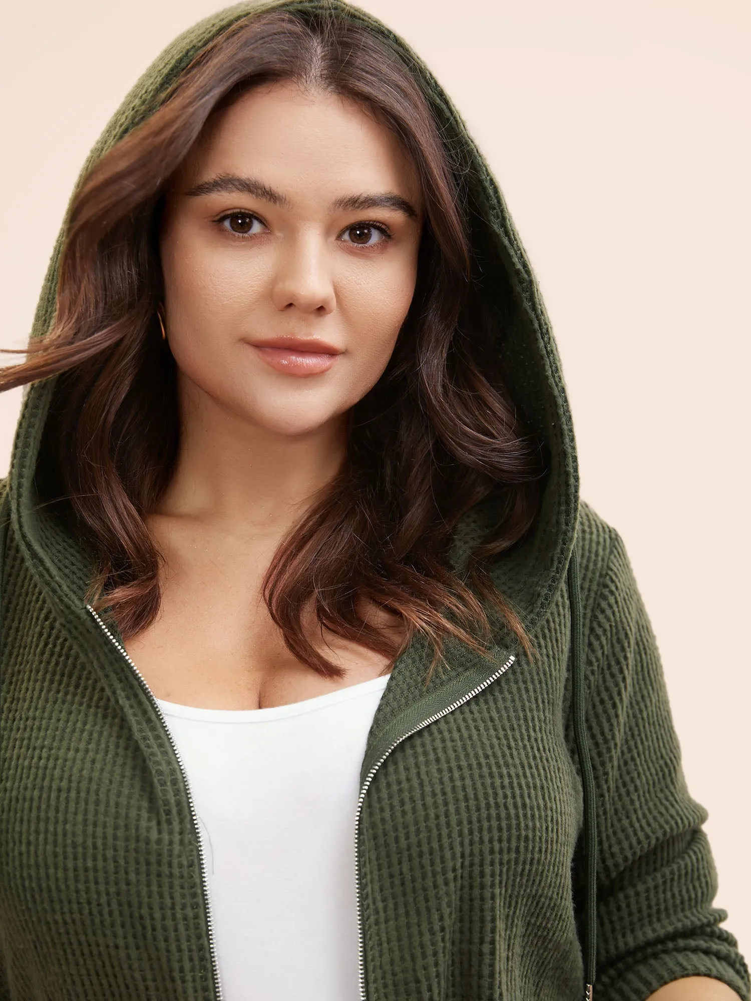 Texture Pocket Drawstring Hooded Sweatshirt sold by Bloomchic product image thumbnail 5