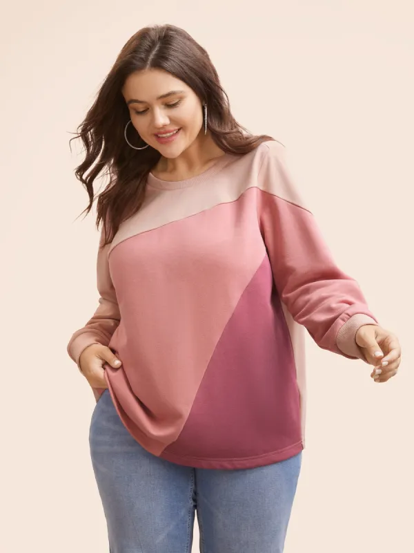 Colorblock Contrast Round Neck Sweatshirt sold by Bloomchic