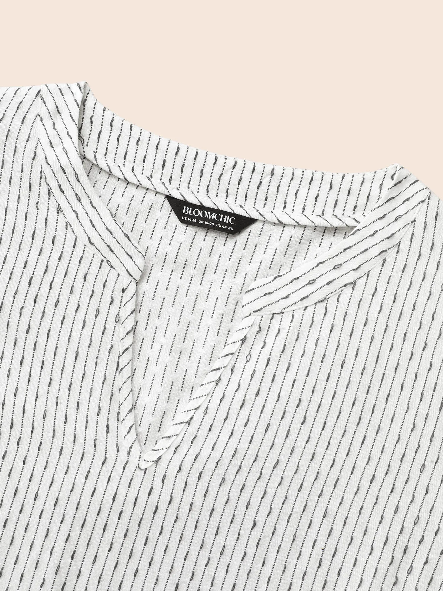 Notched Textured Lantern Sleeve Blouse sold by Bloomchic product image thumbnail 5