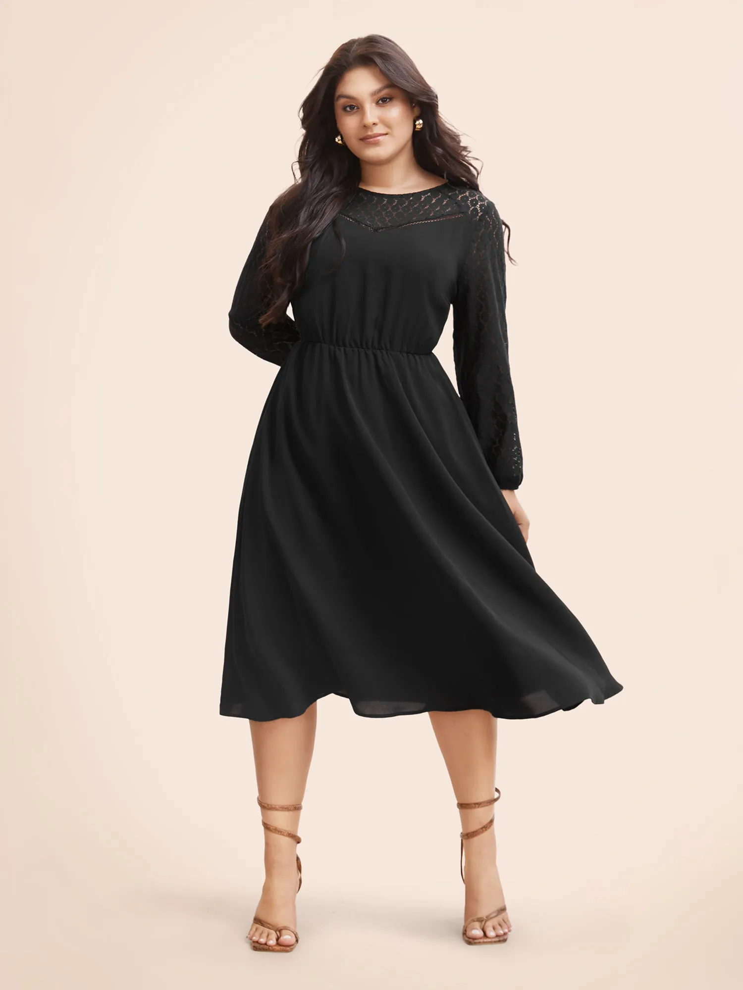 Crochet Lace Mesh Gathered Pocket Dress sold by Bloomchic product image thumbnail 2