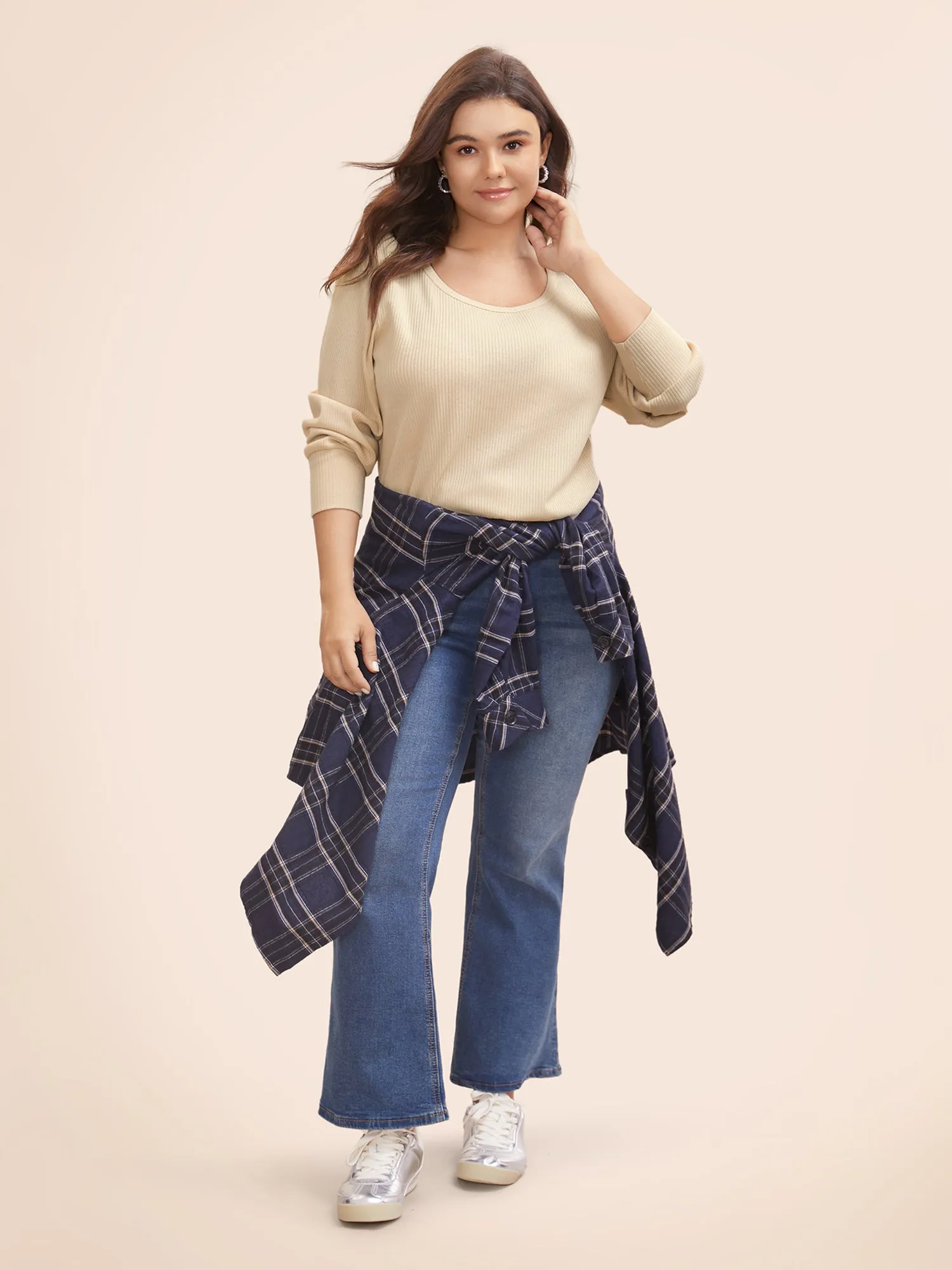 Solid Crew Neck Pit Strip T-shirt sold by Bloomchic product image thumbnail 3