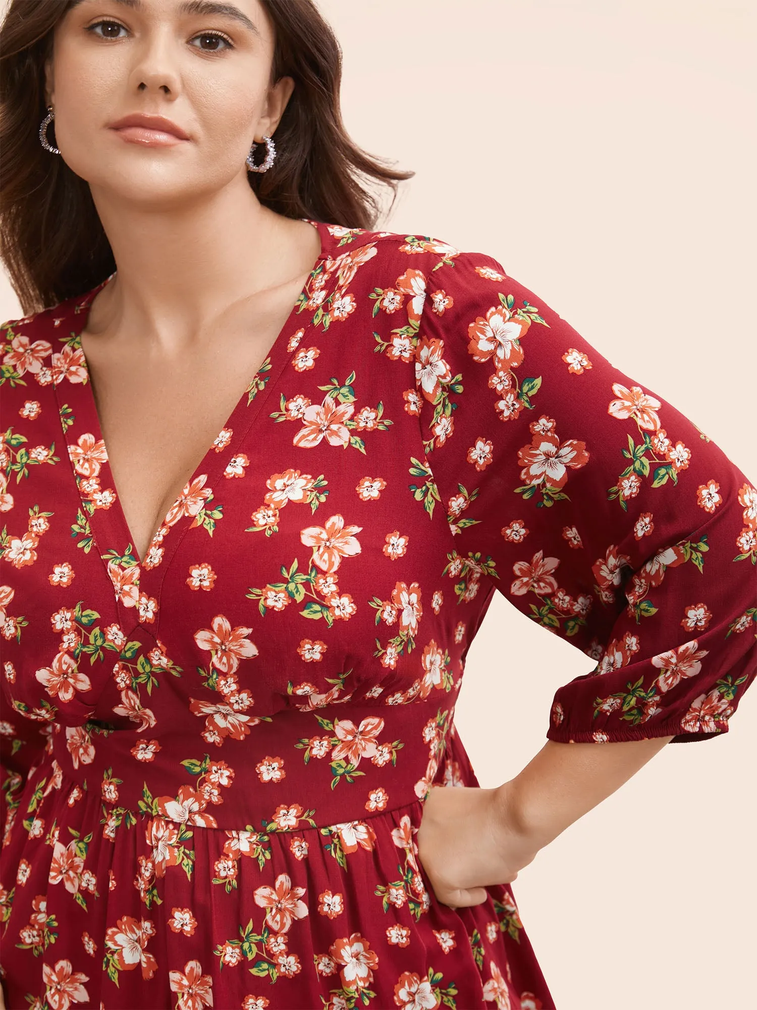Floral Shirred Lantern Sleeve Blouse sold by Bloomchic product image thumbnail 3